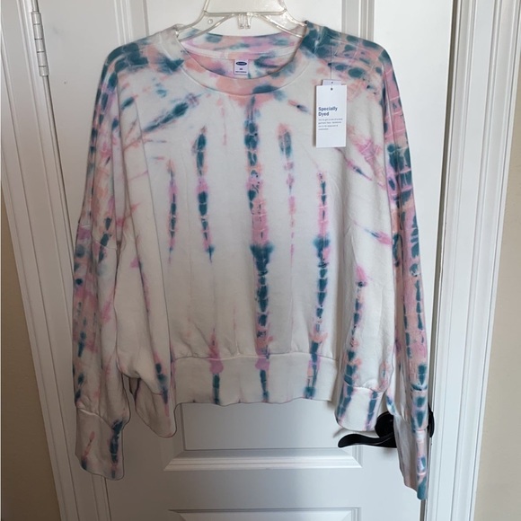 NWT Old Navy Cropped Tie Dye Sweatshirt Size XXL Cotton Candy Colors - Picture 10 of 10